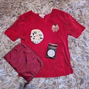 Red Textured light TESS Top with Accessories